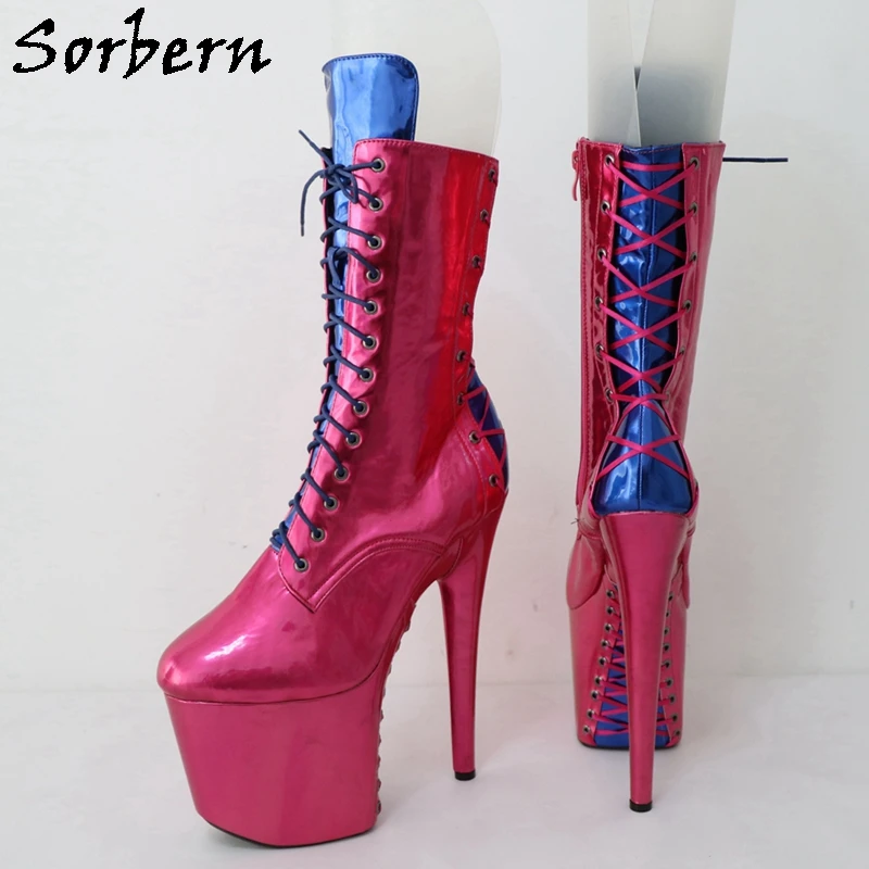 

Sorbern Drag Queen Fetish Boots Women Ankle High Lace Up Exotic Pole Dance Acro Style Stripper Heels 8 Inch Custom Colors