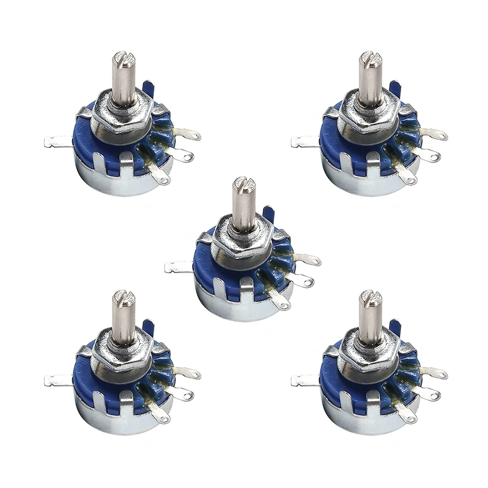 

5PCS WH5-1A Potentiometer 3-Terminals Taper DIY Potentiometers kit 470R 1K 1K5 2K2 4K7 10K 22K 47K 100K 220K 470K 1M Ohm