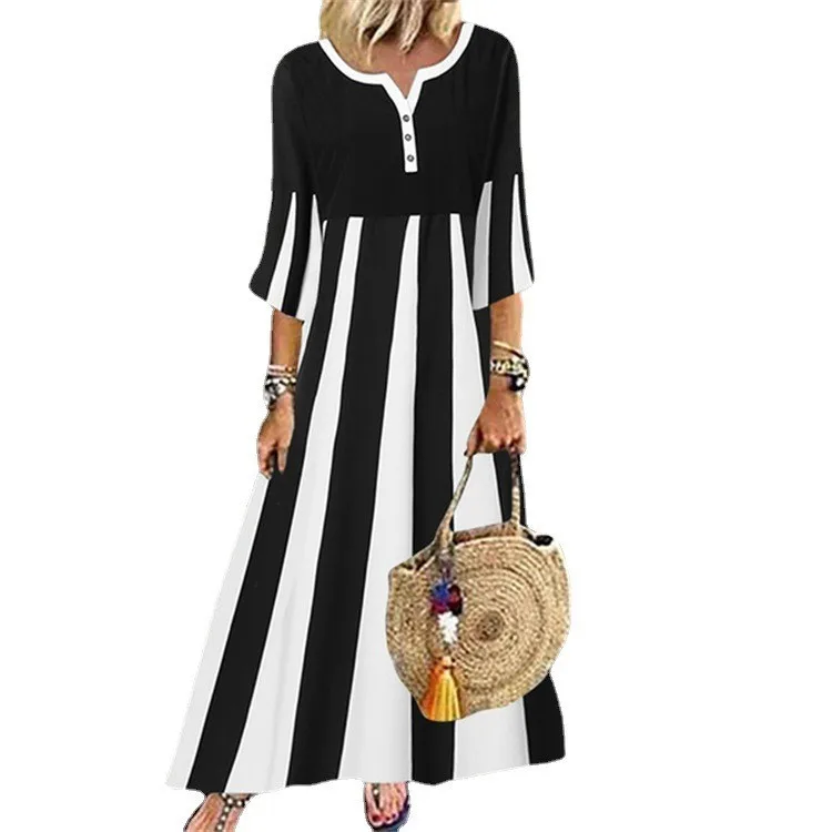 

2022 Summer Pregnant Women's New Short Sleeve Printed Long Dress GRAY22