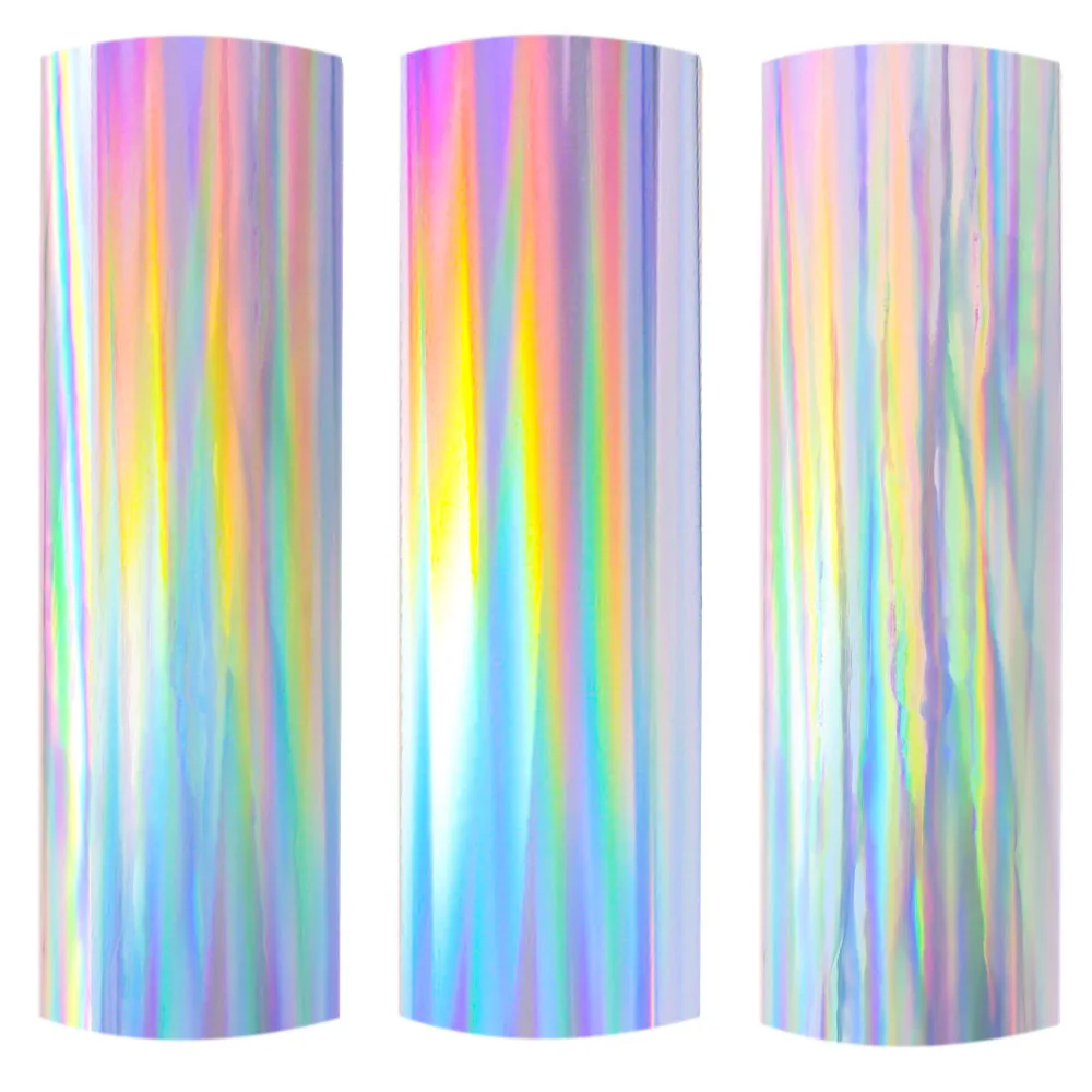 5.9"x39"Holographic Adhesive Vinyl Iridescent Silver Film Craft Cup Peel and Stick Cutting Vinyl Wall/Glass/Window Decor Sticker