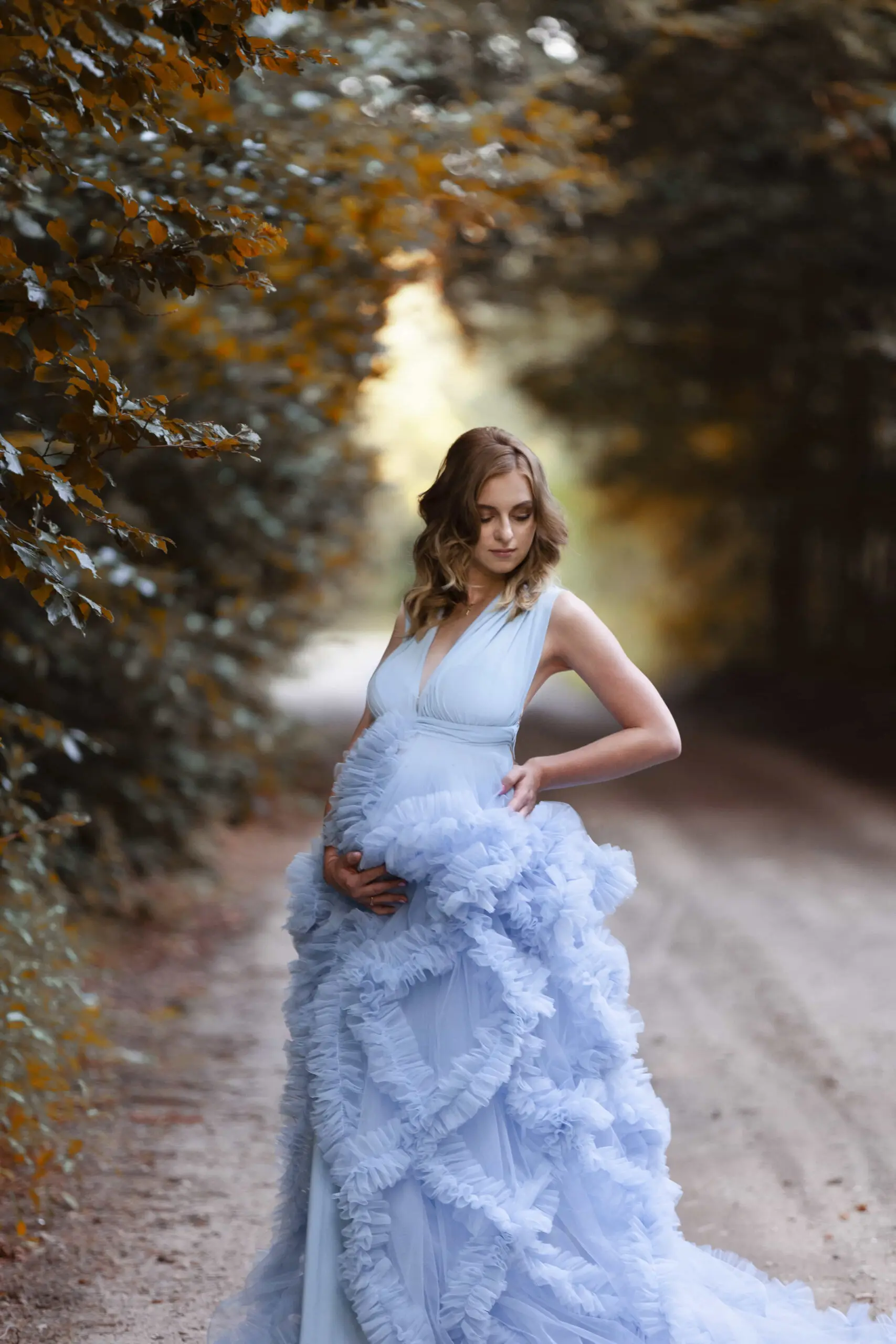 

Платье для беременных с V-образным вырезом, многослойное Тюлевое платье с оборками для беременных женщин, винтажное платье для будущей мамы