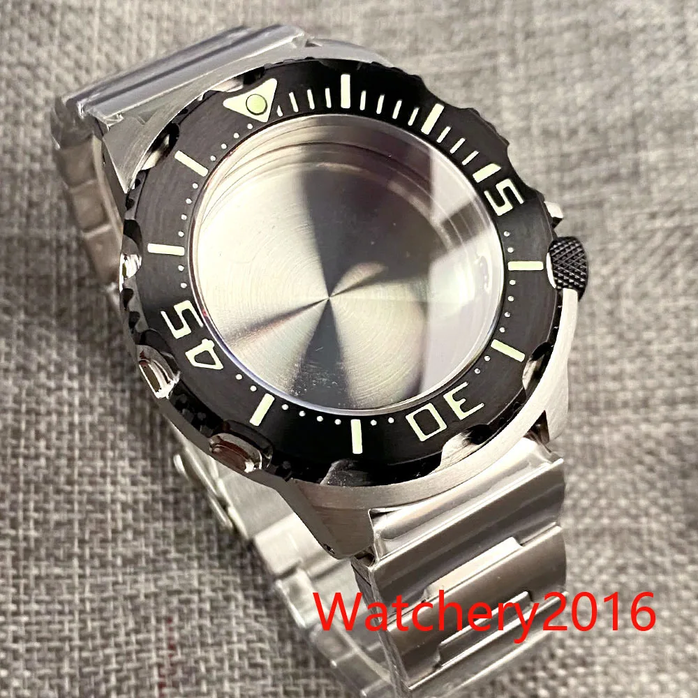 

42MM AR Coating Sapphire Glass Monster Black Watch Case Fit NH35A NH36A PT5000 Automatic Movement Model 200m Water Resistance