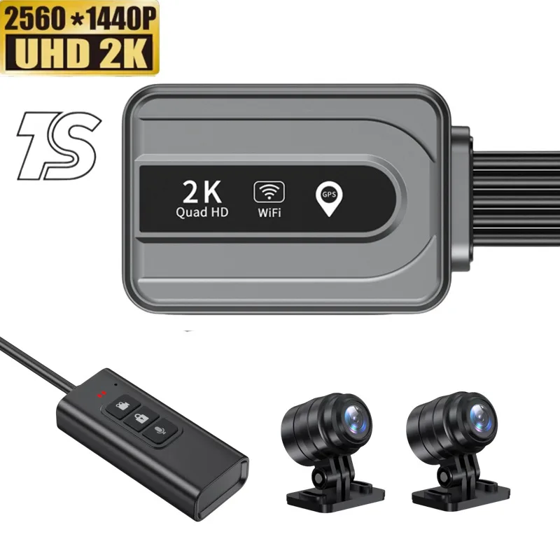 

2K Wi-Fi машина для верховой езды, водонепроницаемая, с высоким определением, безеленая, с двойной записью, GPS-мониторинг парковки, рекордер для мотоцикла