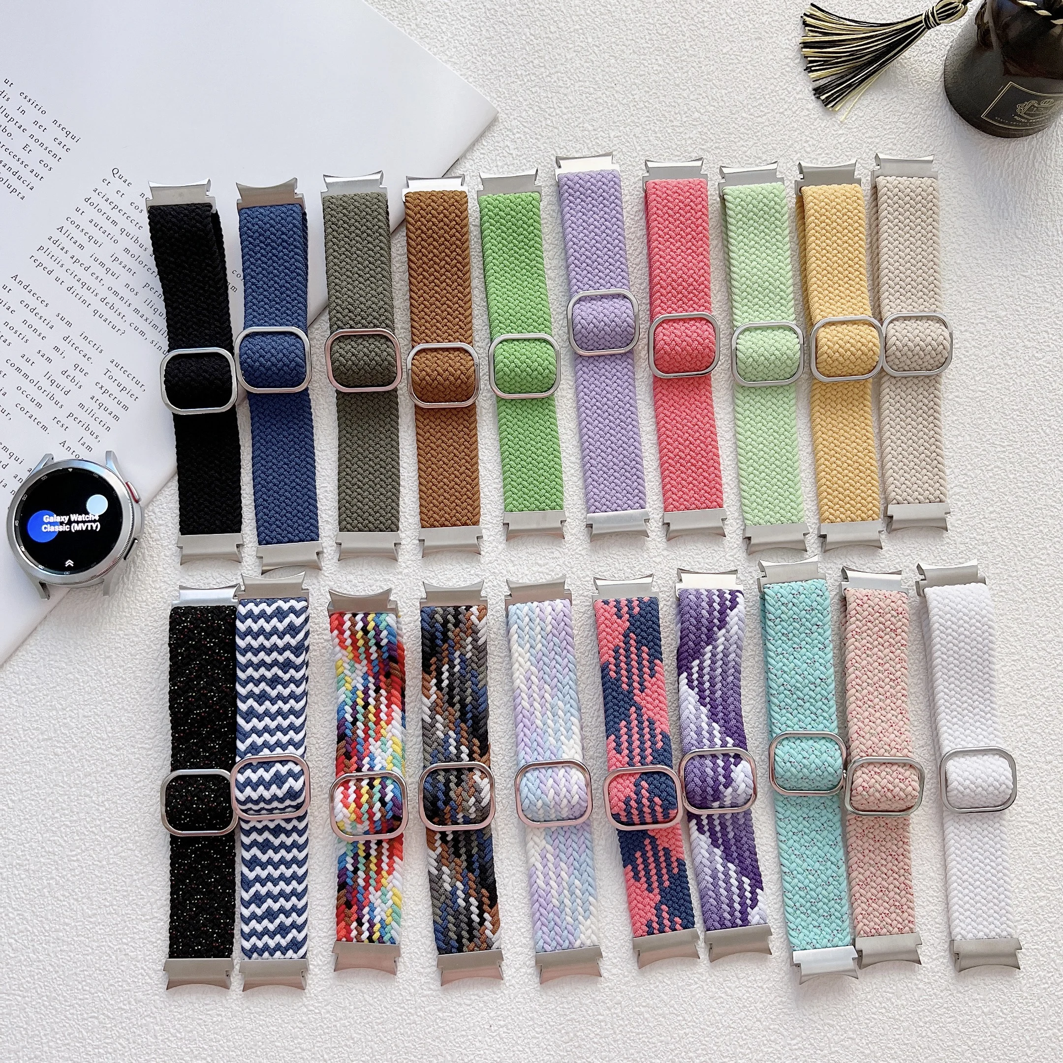 

Adjustable Weave elastic strap For Samsung Galaxy Watch 4 Classic 46mm 42mm Strap 44mm 40mm nylon braid strap for Galaxy Watch 4