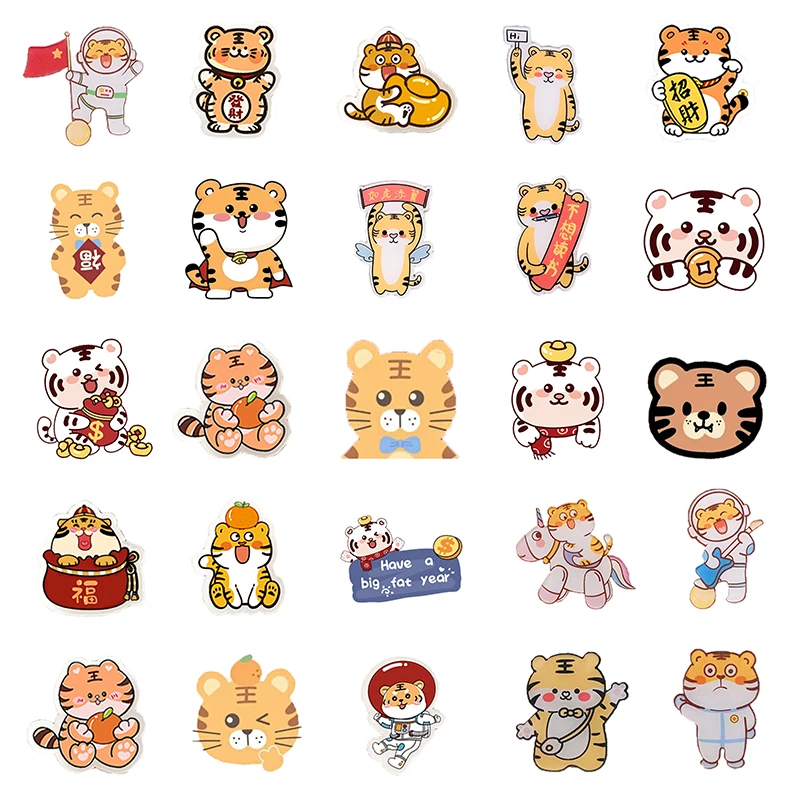 

Kawaii Tiger Epoxy Resin Animal Pattern Shape Single Sided Printing Charms Acrylic DIY 2D Jewelry Makings Decoration Gift FLH345