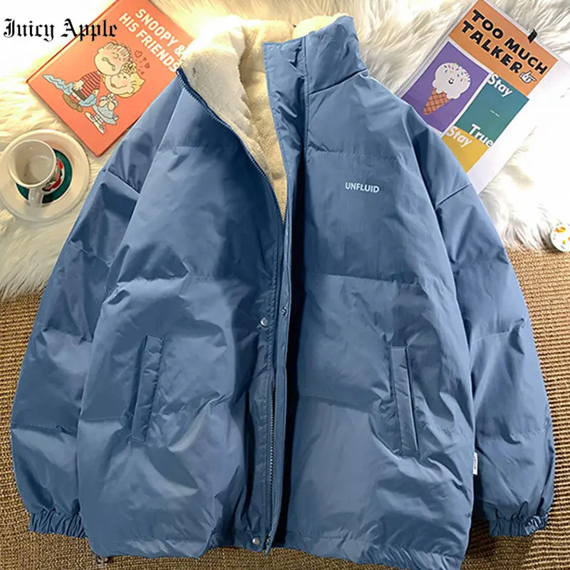 Winter Parkas Women 2022 Casual Loose Thicken Fleece Warm Mens Coats Solid Stand Collar Winter Streetwear Jacket Female Clothing