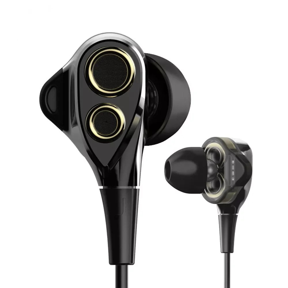 

High Bass Dual Drive HIFI Wired Earphone Stereo With Microphone 3.5mm Headphones for Mobile Phone