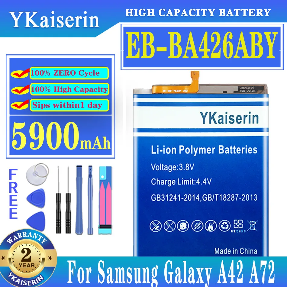 

Аккумулятор для телефона ykaisсеребрин 5900 мАч для Samsung Galaxy A32 A42 A72