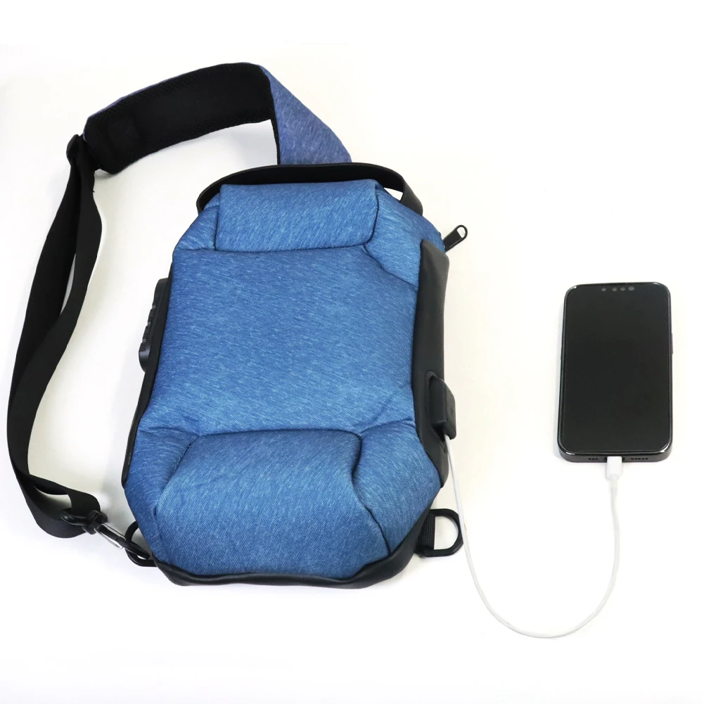 

Multi functional Men's Oxford Crossbody Bag Anti-theft Shoulder Bags Short Trip Messenger USB Charging Chest Bag Pack