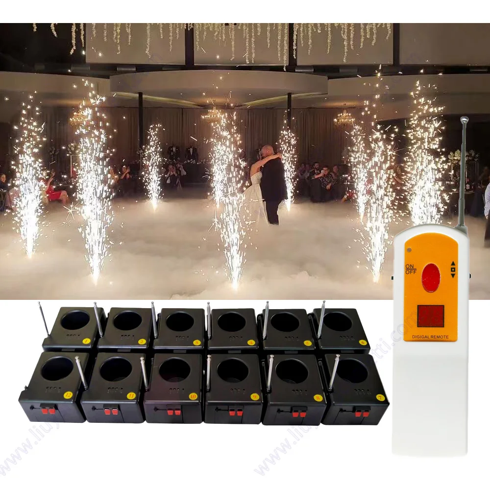 Wedding Pyrotechnic Lighter Cold Fireworks Ignition System 12 Kanalen Oplaadbare Ontvanger Dubbele Fire Machine Voor Bruiloft DJ