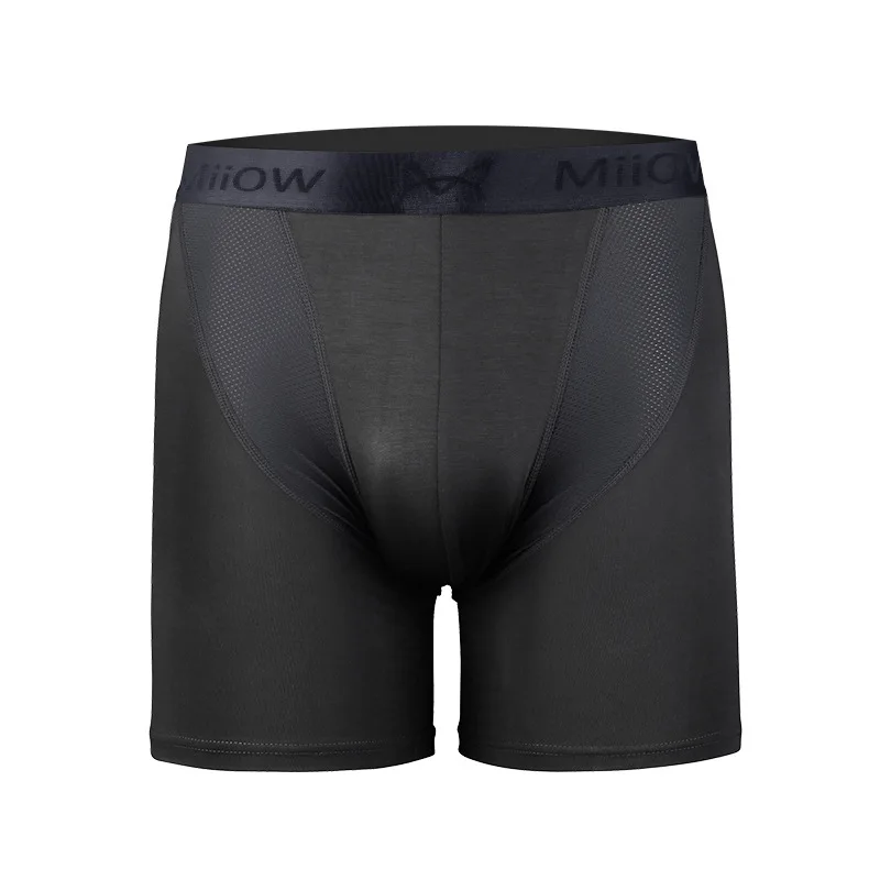 

Sexy Underwear Men Boxers Shorts Modal Panties Man Breathable Ice Silk Pouch Long Leg Underpants Male Trunks Large Size L-5XL