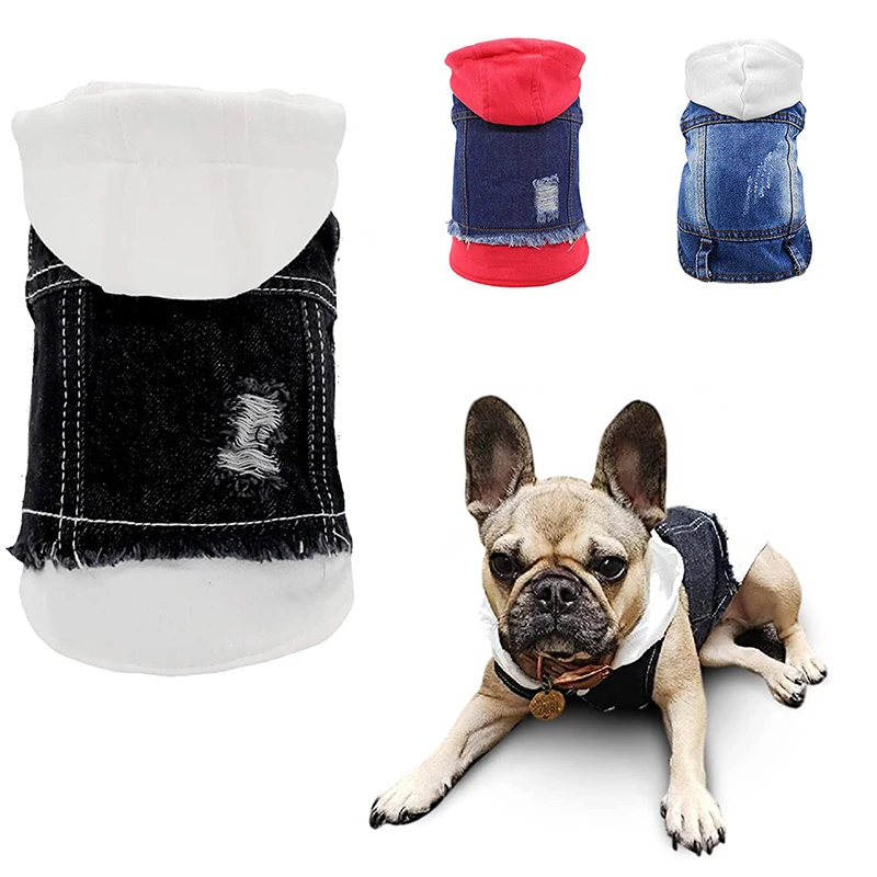 

Одежда для собак, оригинальная куртка, Крутое Синее джинсовое пальто, классическое худи для маленьких и средних собак, винтажная одежда для щенков с потертостями