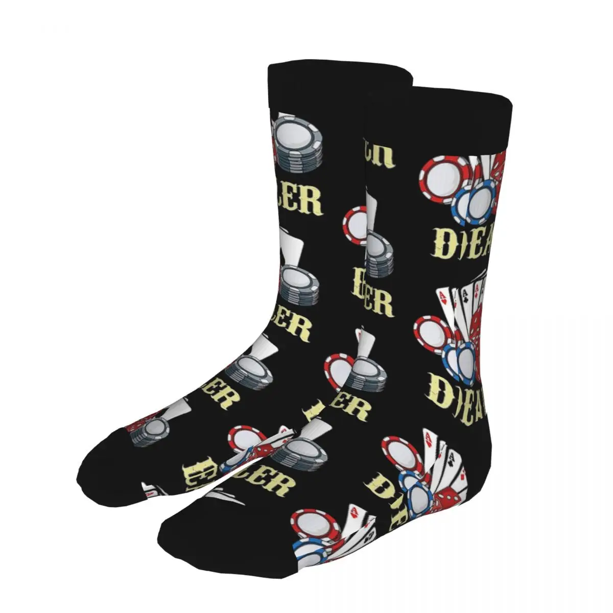 

Casino Dealer Thick Contrast Color Socks Men 90% Polyester Fashion Middle Tube Crew Poker Betting Gambling Birthday Present