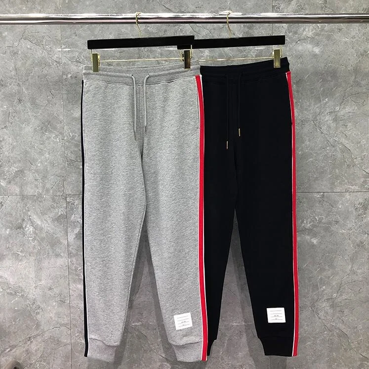 

Fashion Brand 23SS TB THOM Sweatpants Men Women Cotton Casual Striped Sports Trousers Panelled Spring Tracksuit Bottoms Pants