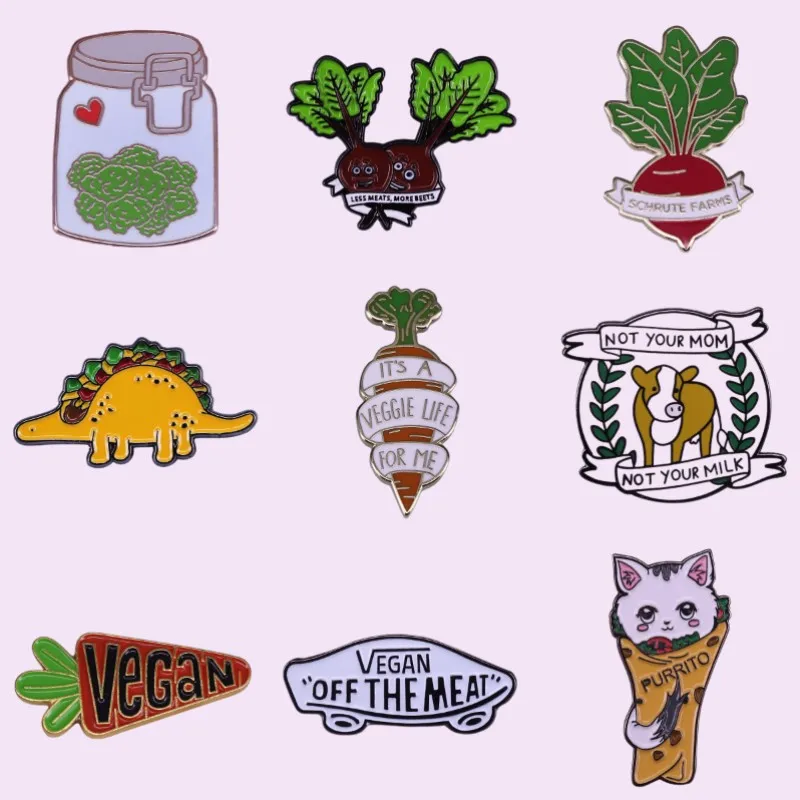 Vegeterian Veganism эмалированная заколка на лацкан динозавр растение Pals рюкзак Броши Новогодний подарок для веганов аксессуары Бесплатная доставка