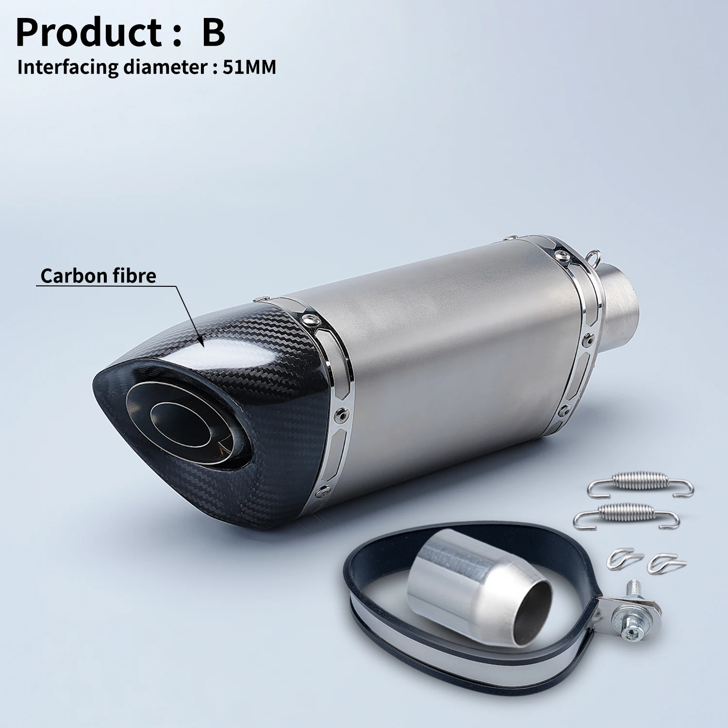 

200 мм универсальная модификация выхлопной системы мотоцикла AK с полностью углеродным волокном и DB killer для Z900 ninja400 R6 GSX250