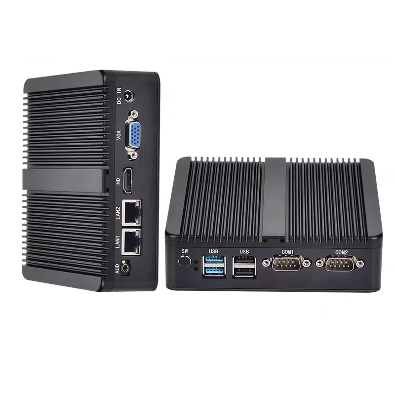 Мини-ПК без вентилятора Intel Celeron J1900 J4105 J6412 2,0 ГГц 2x RS232 RS485 2x LAN Windows 10 Linux Встроенный промышленный компьютер IoT