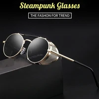 fashion round metal sunglasses men women steampunk trend luxury designer vintage sun glasses riding shades uv protection
