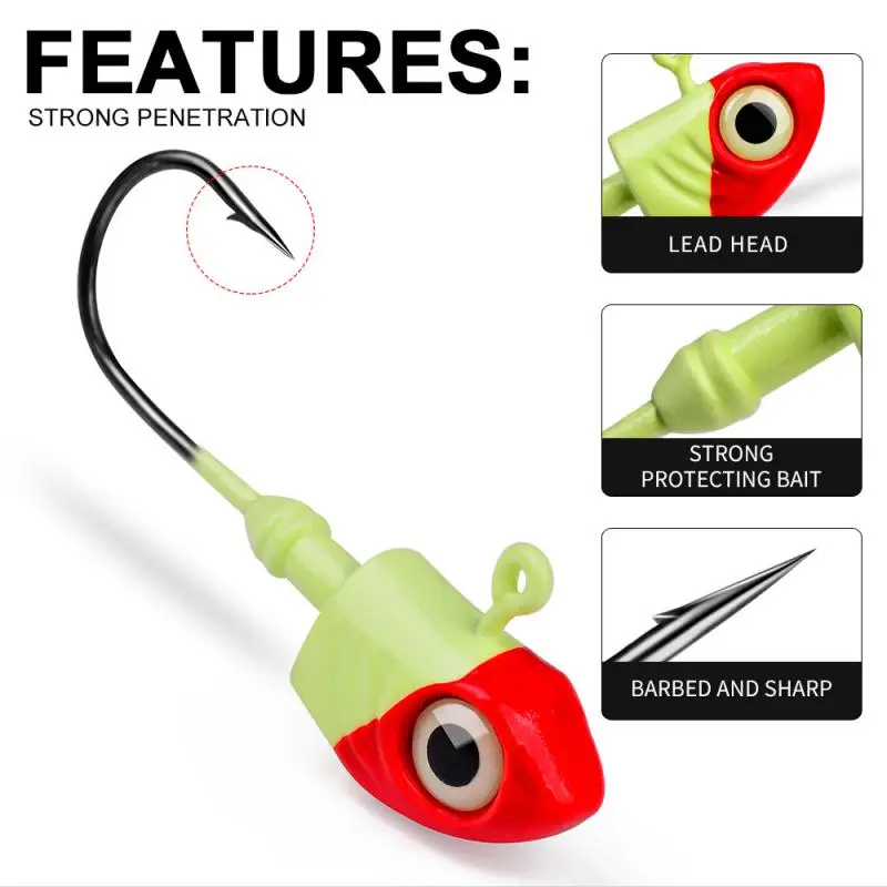 

2PCS Fake Bait 3 Colors Luya Lead Hook Soft Hook Accessories Anti-hanging Bottom Lead Head Luminous Fishing Gear Luya Bait 25g