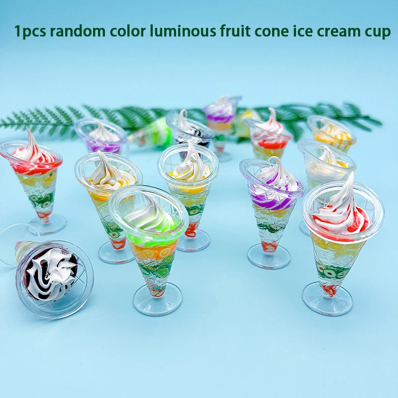 

1Pcs Miniature Ice Cream Cup Ornament Luminous Resin Micro Decorations Cute Car DIY Ornament Accessories