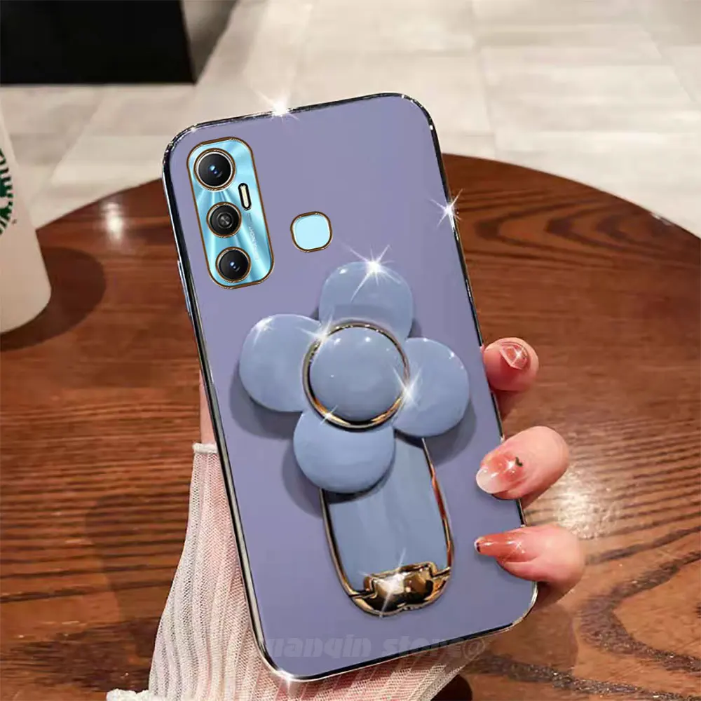 Вращающийся держатель цветов для Infinix Hot 11 Hot11 2021 X662 X662B мягкая задняя крышка