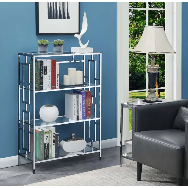 

Convenience Concepts Town Square Chrome 4 Tier Bookcase, Glass/Chrome