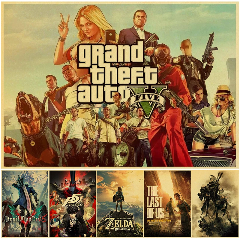 

Classic Famous Popular Video Games Retro Poster HD Print Kraft Paper Gamers Playroom Collection Wall Art Picture of Home Decor