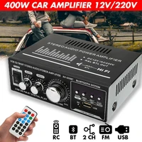 400w car audio stereo amplifier 2 channel bluetooth car fm radio with remote control hifi amplifier dc12vac 220v