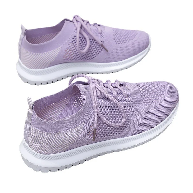 2022 Women Mesh Lace-up Sneakers Female Summer Vulcanized Mesh Breathable Sport Shoes Ladies New Flats Footwear Plus Size 43