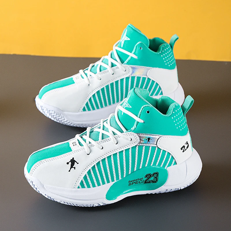 

Hot Sale Boy Basketball Shoes Good Quality Kids Designer Shoes High Top Teenage Basketball Boots Brand Outdoor Sneakers Student