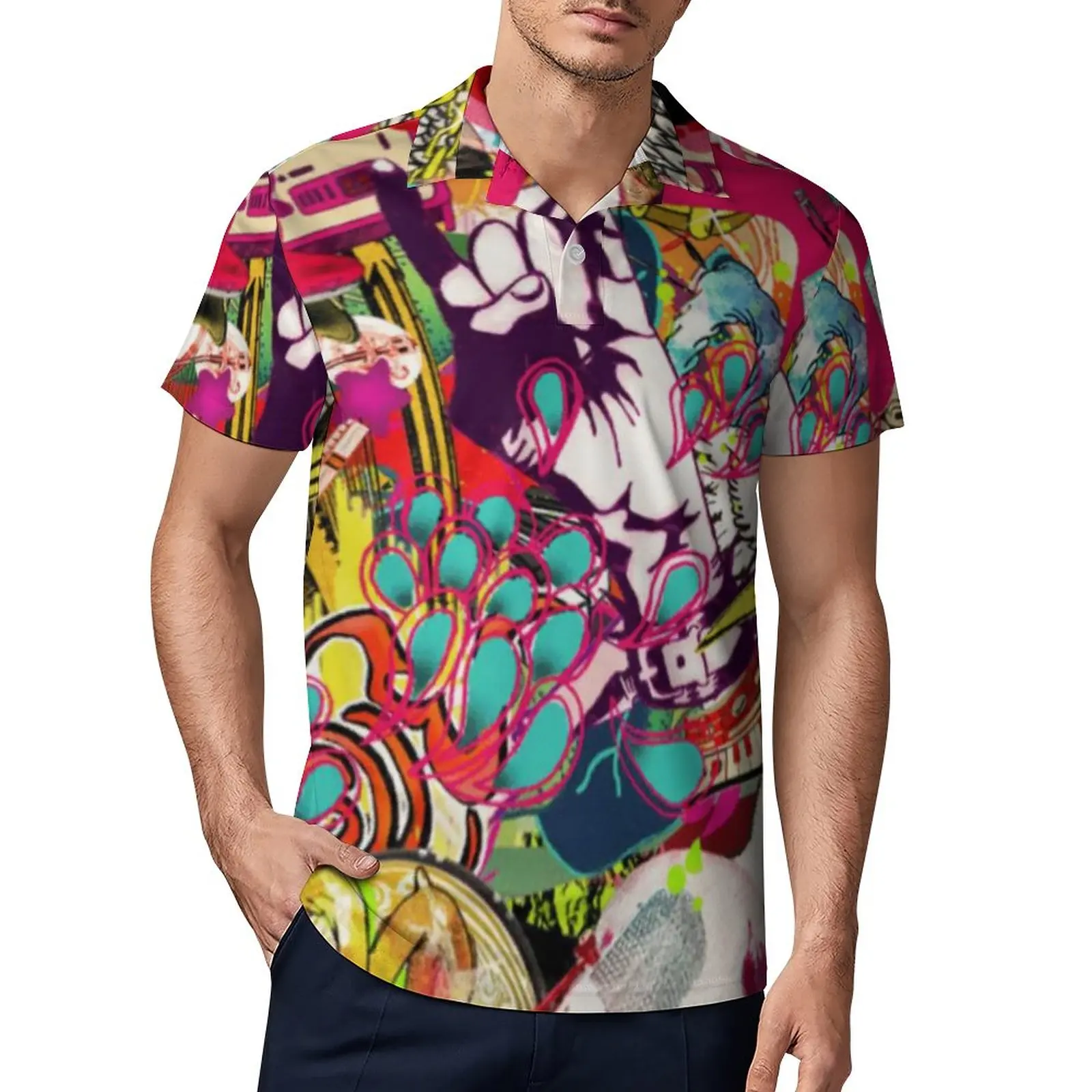 

Мужская рубашка-поло с коротким рукавом, отложным воротником