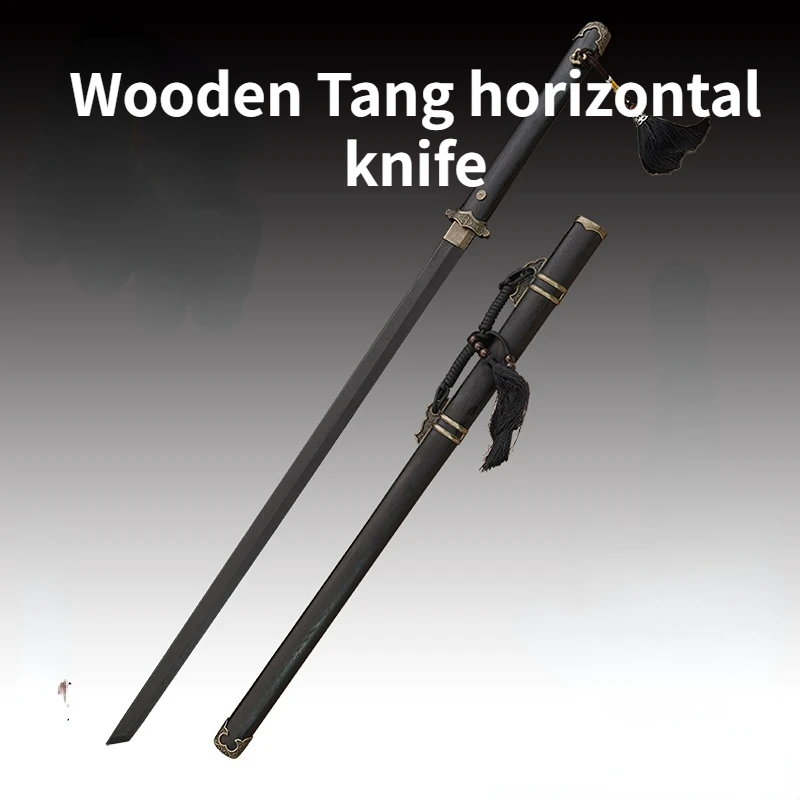

Деревянный нож Juhe, Горизонтальный нож Тан, один вышитый искусственный нож из цельной древесины с футляром и прямым мечом, дорожное снаряжен...