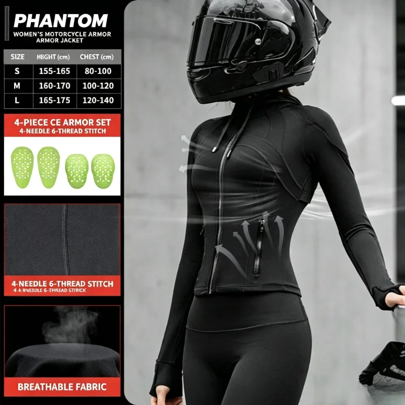 Мотокуртка SKJ870 Star Knight Phantom для женщин: дышащая, с УФ-защитой, приталенная, защитная рубашка для езды (art.: 3920dbe2cb700) - 3920dbe2cb700