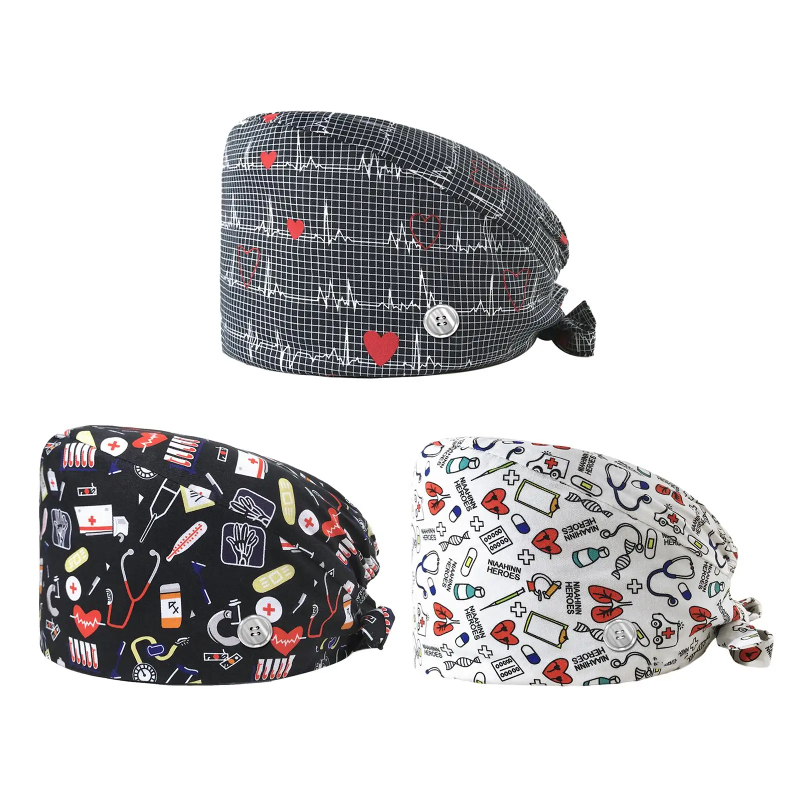 

Unisex Surgical Nurse Doctor Headcove with Buttons Beauty Salon Work