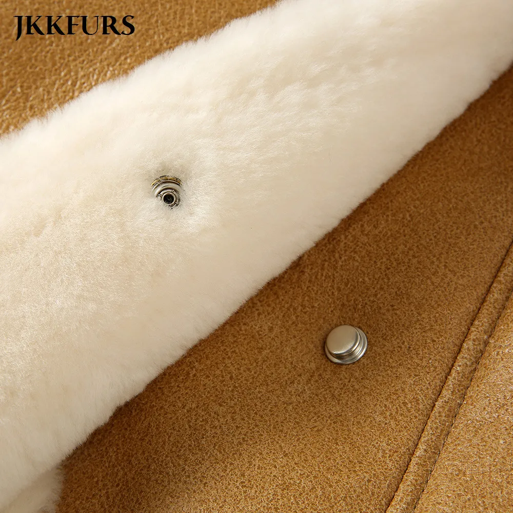 Women's Shearling Vest Genuine Leather Coat Warm Real Wool Waistcoat Double Face Biker Gilet MH3638L