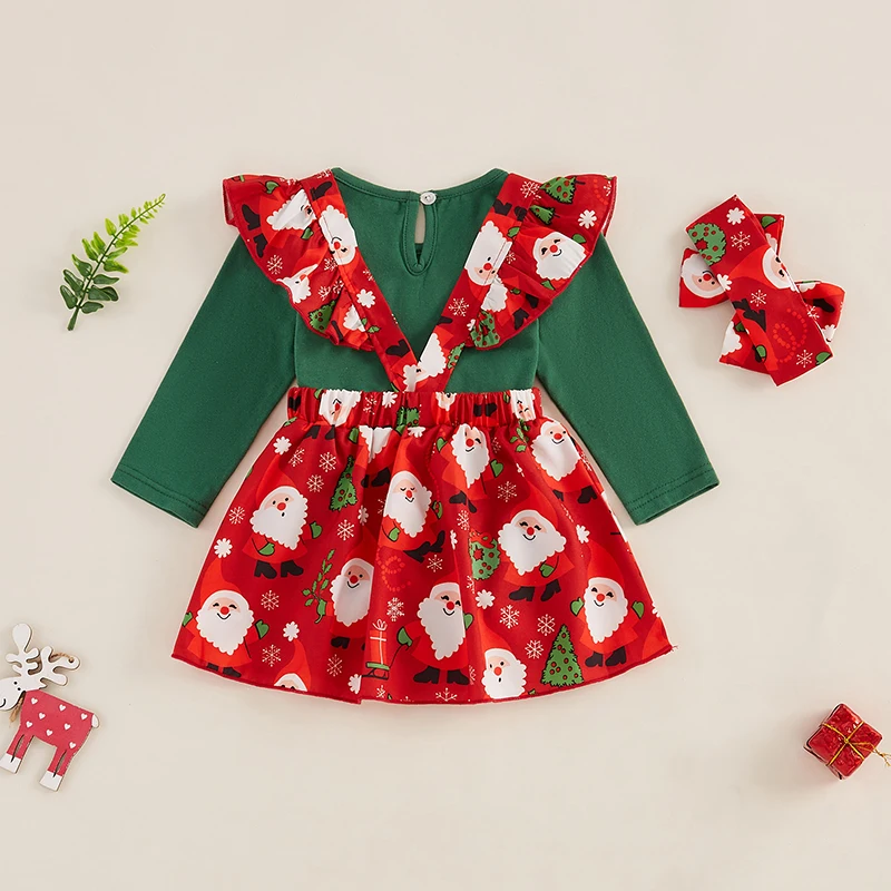 Рождественский наряд для маленьких девочек комбинезон с длинными рукавами и