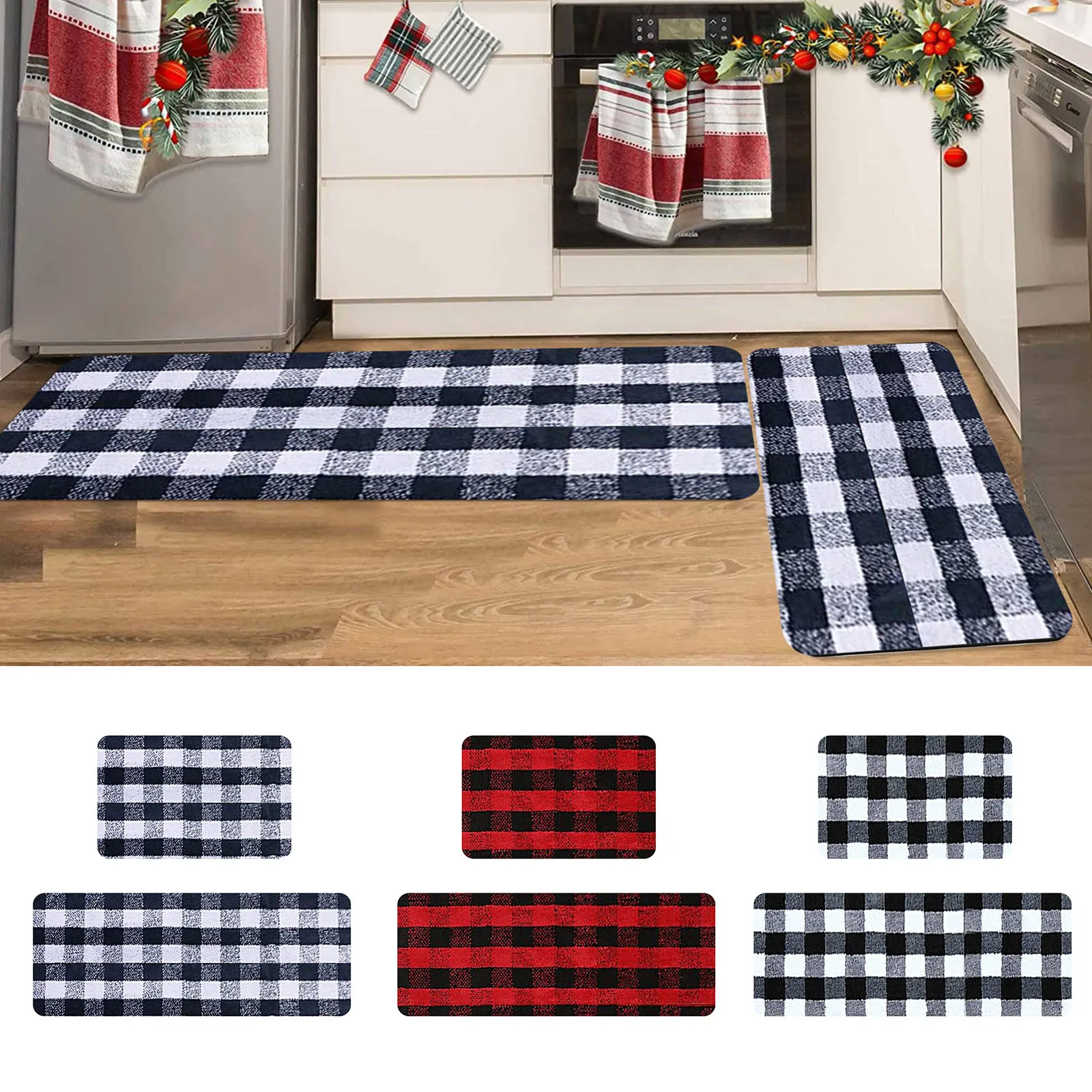 

Big Blanket Co Original Stretch Kitchen Carpet (2 Pieces) S Kitchen Carpet Washable Cushion Comfortable Kitchen Area Rugs Small