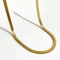 perisbox new design goldsilver color flat snake chain choker stainless steel folded chain necklace unisex hip hop jewelry