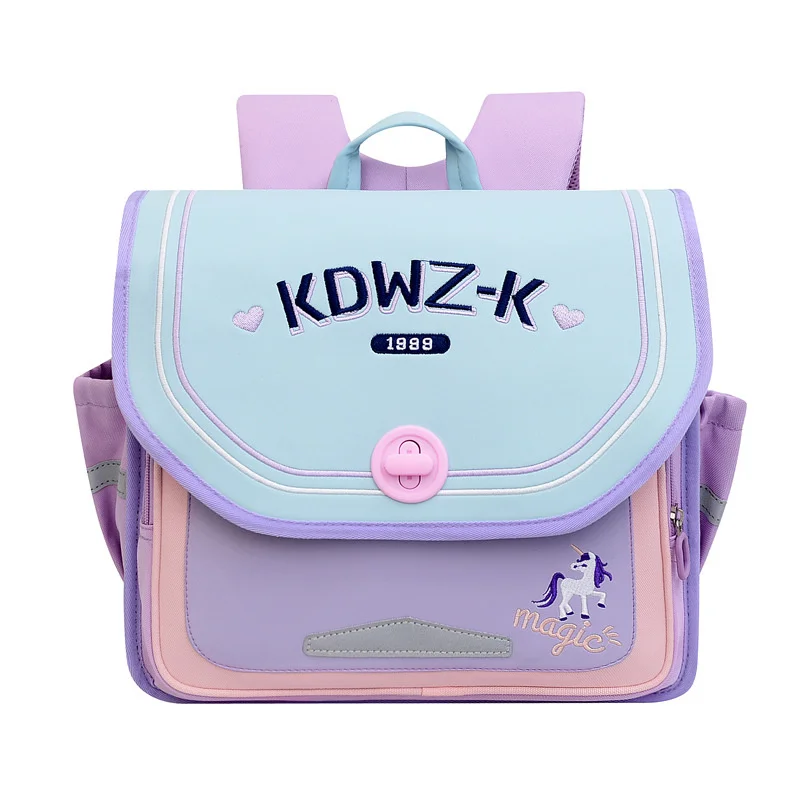 High Quality Kids Primary Schoolbag Cartoon Unicorn Dinosaur Children Backpack Embroidery Pattern Zipper Hasp Boys Girls Bag