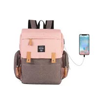LEQUEEN Mommy Diaper Bags fashion Mother Large Capacity Travel Nappy Backpacks with  changing mat Convenient Baby USB Bags LPB26