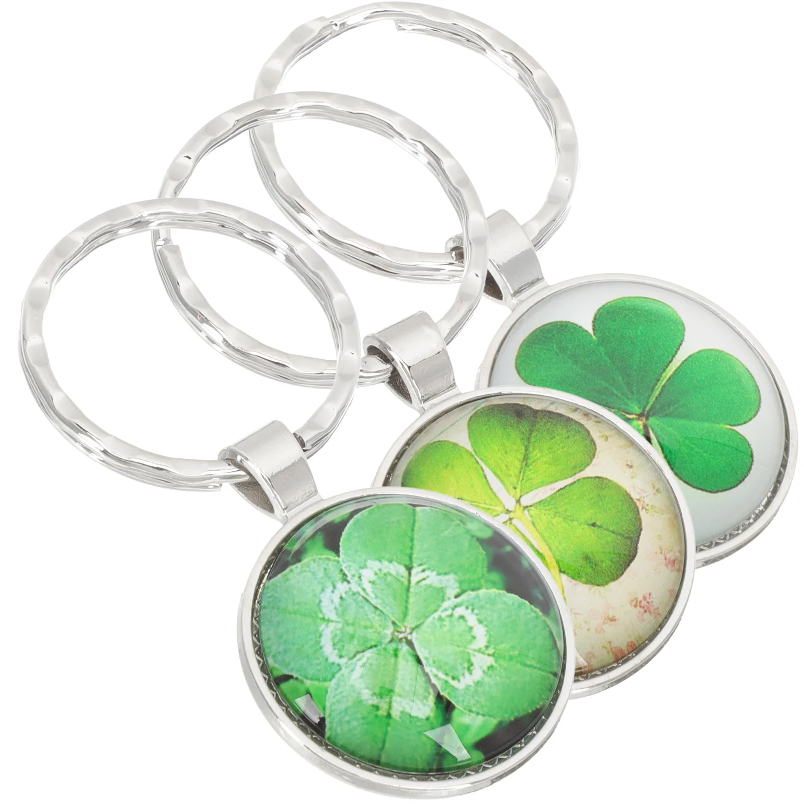 

3 Pcs Four Leaf Clover Key Ring Bag Hanging Pendant Decor StPatrick Day Keychain Chic Alloy Keychains Charms Miss