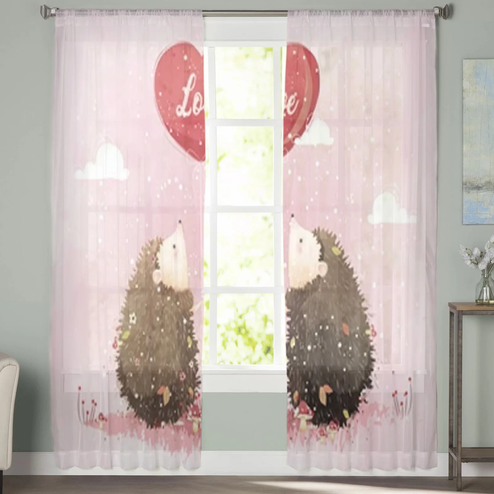 Симпатичные прозрачные шторы с ежиком для спальни занавески из тонкой ткани