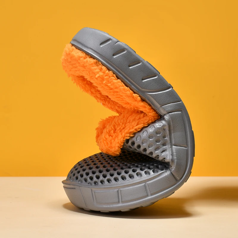 Зимние мужские тапочки теплые меховые удобные уличные туфли для пар плюшевая