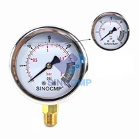 1pcs 2mpa hydraulic pressure gauge 0 20bar0 300psi ip65 multi purpose double scale analog gauges for compressors motors pumps