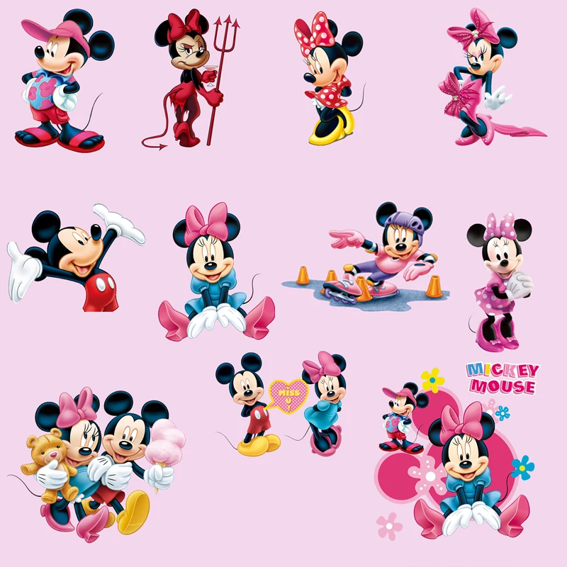 Mickey Minnie Disney Movie Ironing Patches for Children’s Clothing Heat Transfer Stickers Iron on Transfer Applique Patches Gift