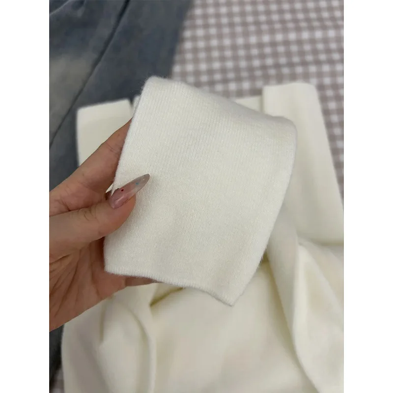 Простая вязаная нижняя рубашка с воротником-лебедем женская осенне-зимняя