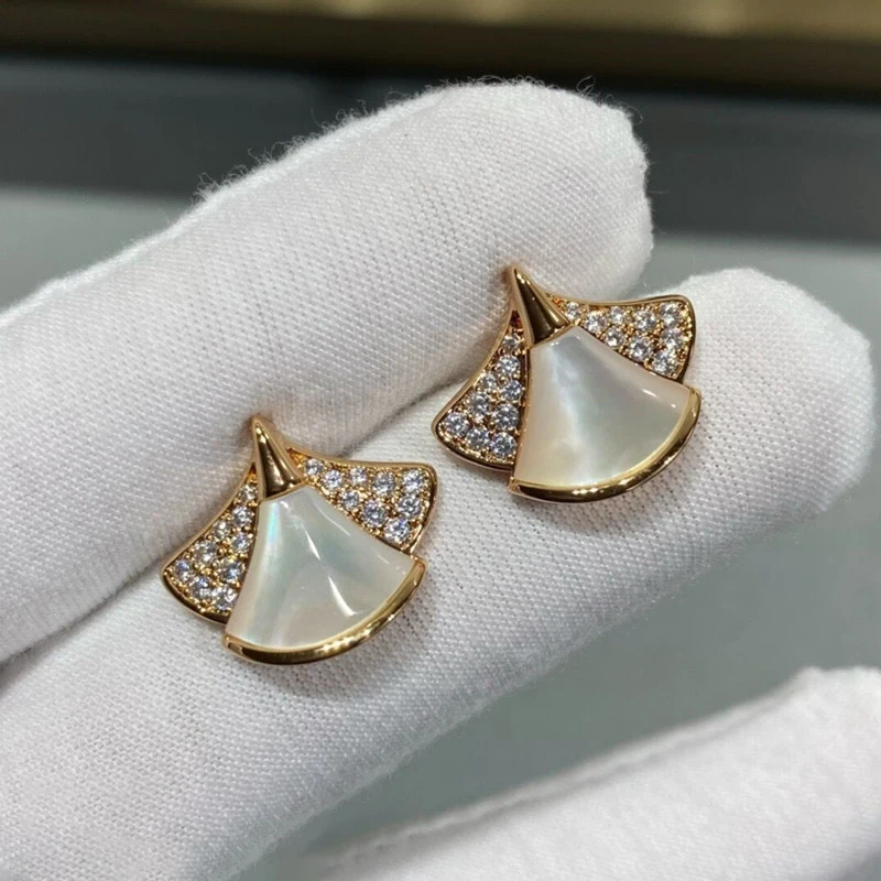 

Женские серьги в форме веерообразной юбки, розовое золото, натуральная раковина, ювелирные изделия роскошного бренда