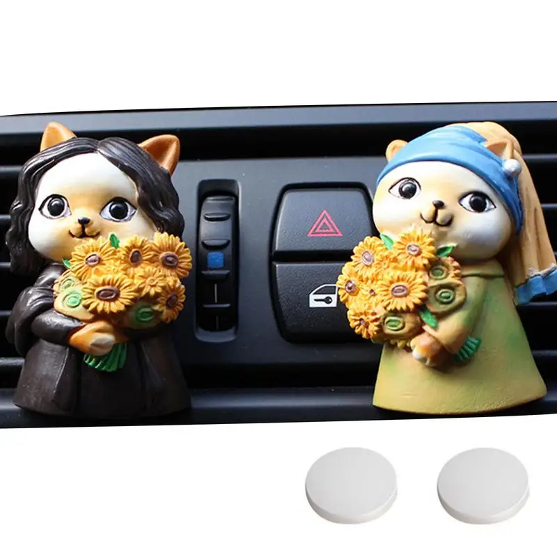 

Симпатичные Украшения для автомобиля в виде кошек и девушек, украшение из смолы, восхитительный зажим для духов и вентиляционных отверстий, автомобильные аксессуары