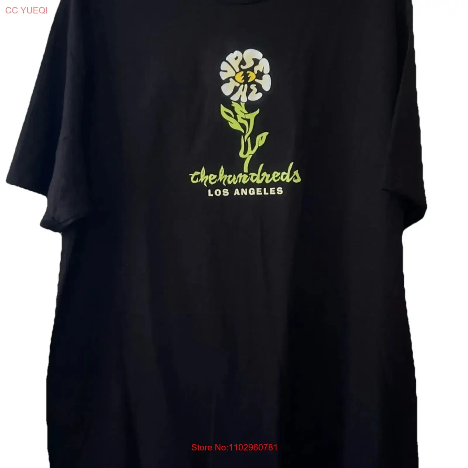 Фото Винтажная футболка NWT The Hundreds Streetwear Los Angeles, черная, унисекс, с эффектом потертости, для повседневной носки, дизайнерская одежда №1