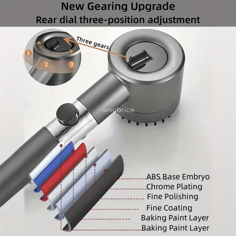 Насадка для душа высокого давления 4 режима одна кнопка стоп-сигнал массаж воды